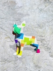 bouledogue   en resine design cube color 001