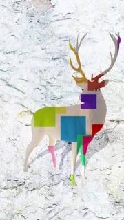 cerf   en resine design cube color 002