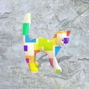 chat   en resine design cube color 003