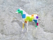 cheval fleur   en resine design cube color 004