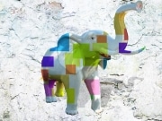 éléphant en resine design cube color 009