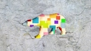 grand ours fleur   en resine design cube color 006