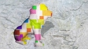 lion   en resine design cube color 008