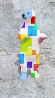 ours debout fleur   en resine design cube color 011
