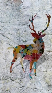 cerf   en resine flower power