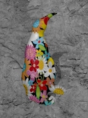 pingouin   en resine flower power