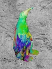pingouin   en resine nuage miulticolor