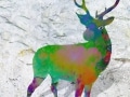 cerf   en resine nuage miulticolor