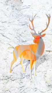 cerf   en resine style saturation orange gris