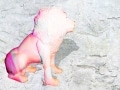 lion   en resine style saturation orange gris