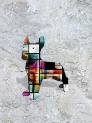 bouledogue   en resine style  mondrian