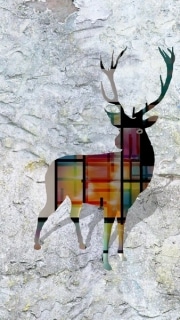 cerf   en resine style  mondrian