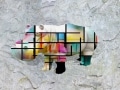 Hippo   en resine style  mondrian