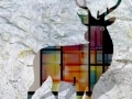 cerf   en resine style  mondrian