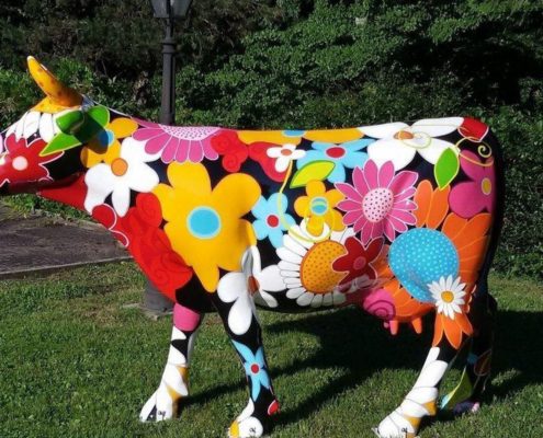 vache en resine flower