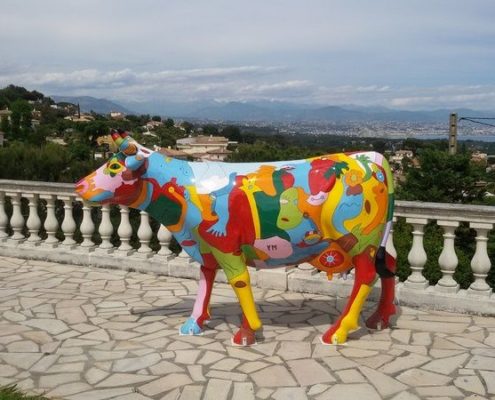 vache pop art en resine design